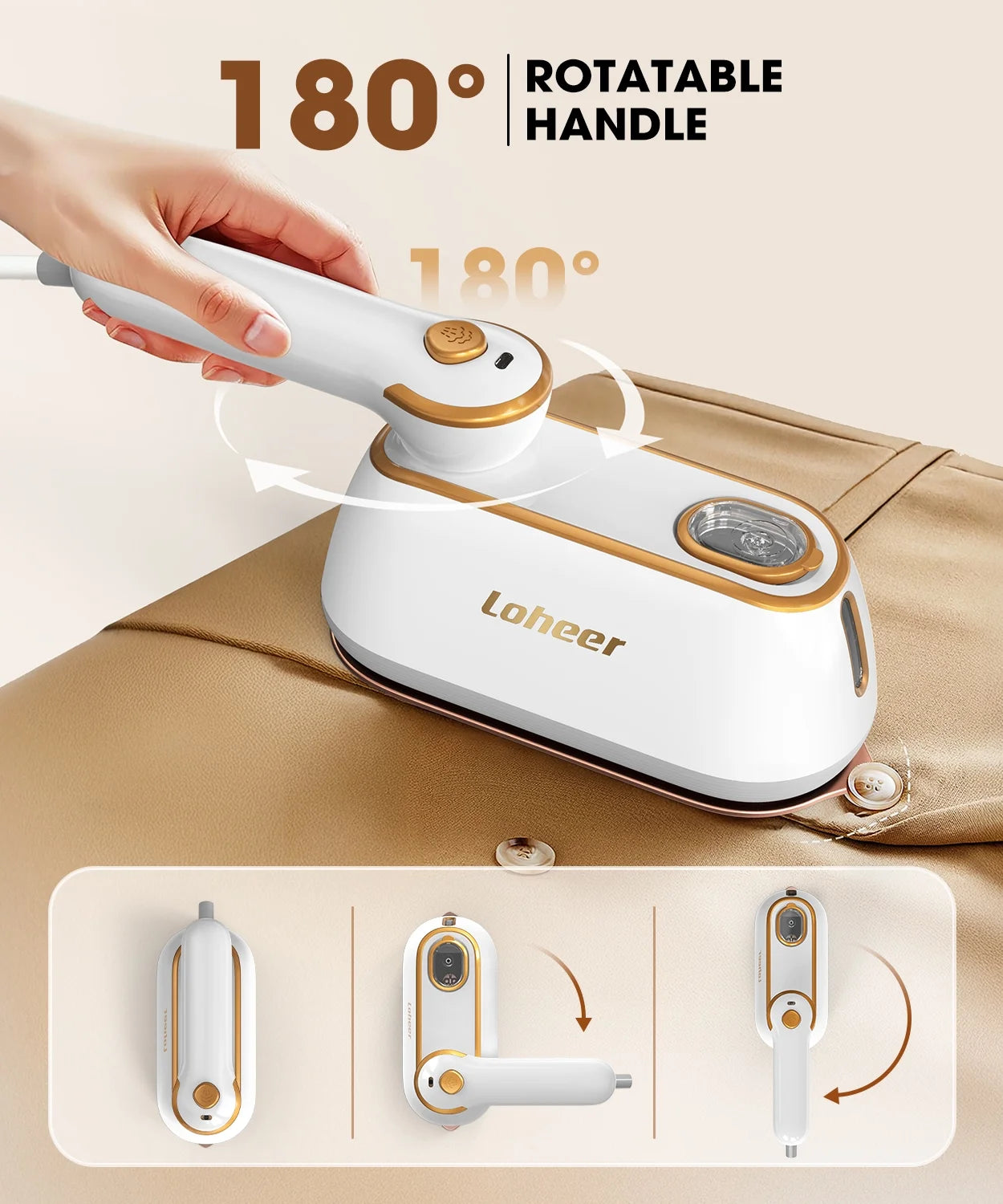 Travel Steamer for Clothes, 1300W Portable Steam Iron, 15S Fast Heat-Up, Clothes Steamer