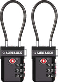 TSA Approved Luggage Locks – 3-Digit Combination Cable Lock with Red Indicator, Large Dial & Easy-Press Button for Suitcases and Backpacks – Multi-Pack & Color Options