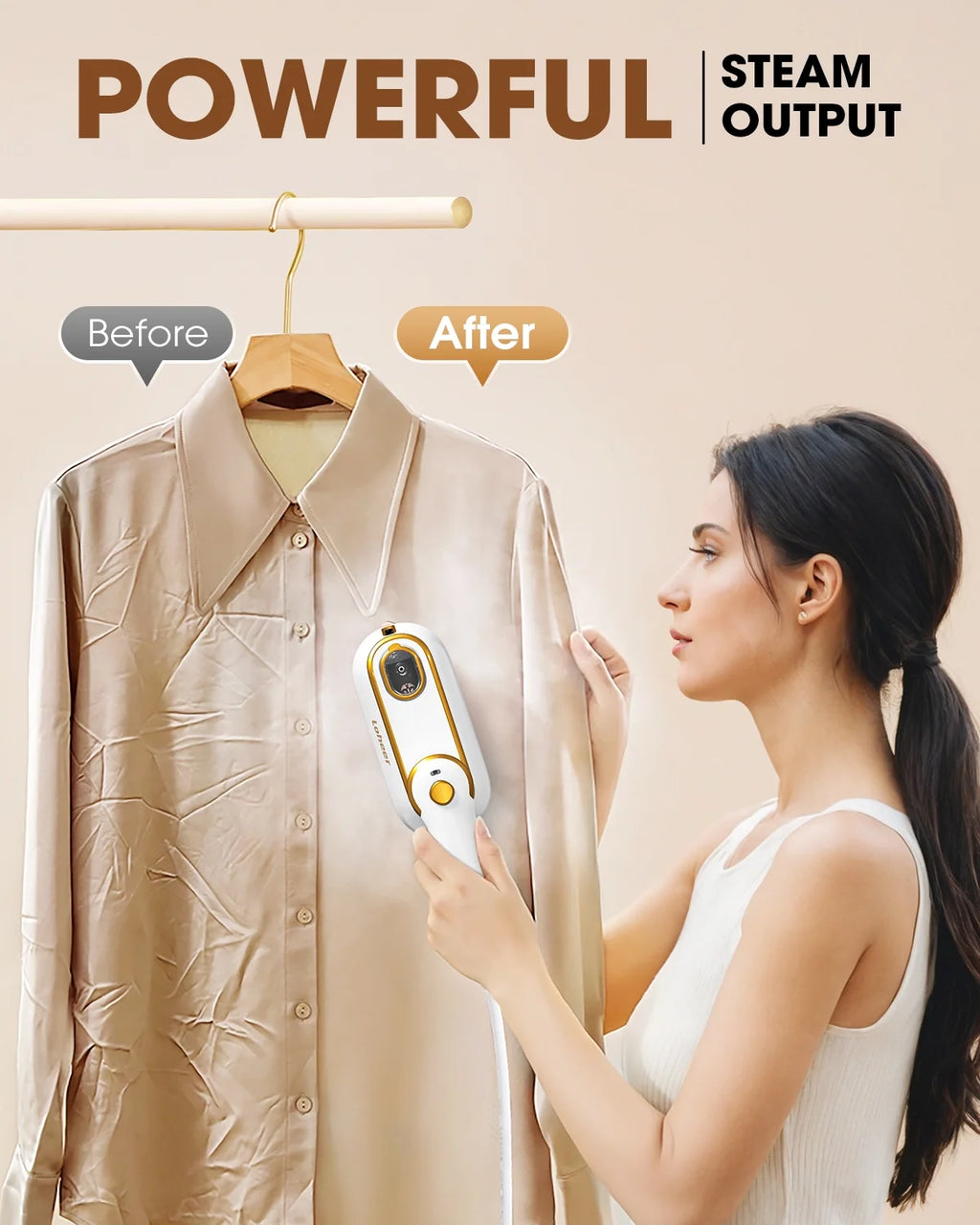 Travel Steamer for Clothes, 1300W Portable Steam Iron, 15S Fast Heat-Up, Clothes Steamer