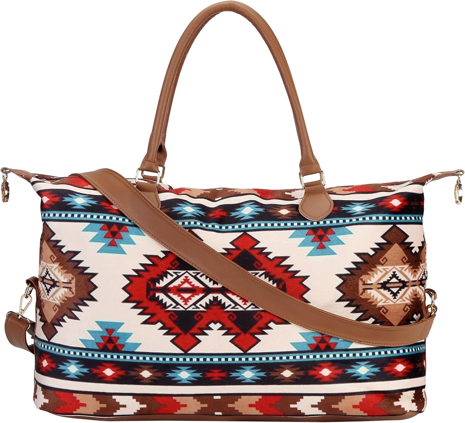 Weekender Bag Duffle Bag for Women Large Travel Tote Bag Overnight Weekend Bags with Shoulder Strap Cow Leopard Atzec…