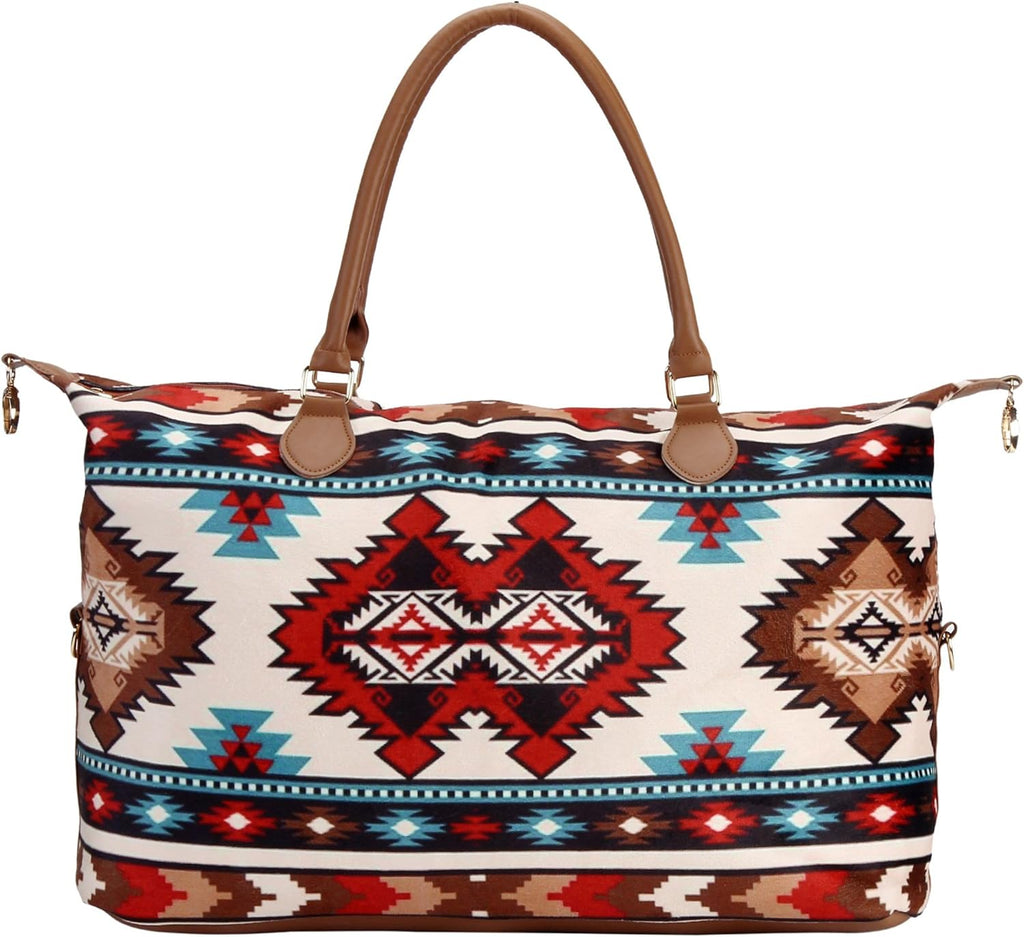 Weekender Bag Duffle Bag for Women Large Travel Tote Bag Overnight Weekend Bags with Shoulder Strap Cow Leopard Atzec…