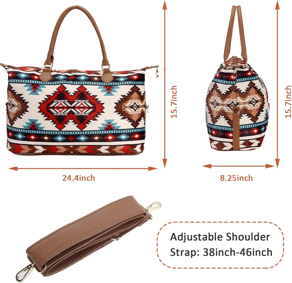 Weekender Bag Duffle Bag for Women Large Travel Tote Bag Overnight Weekend Bags with Shoulder Strap Cow Leopard Atzec…