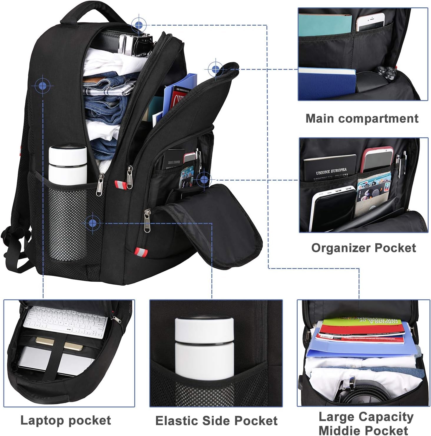 Laptop Backpack for Men, Large Anti-Theft Business Travel Backpack with USB Charging Port, Water Resistant College Computer Bag for Men/Women for 17 Inch Laptop and Notebook | Anti-Theft, Water Resistant, for 17 Inch Laptop, and Notebook