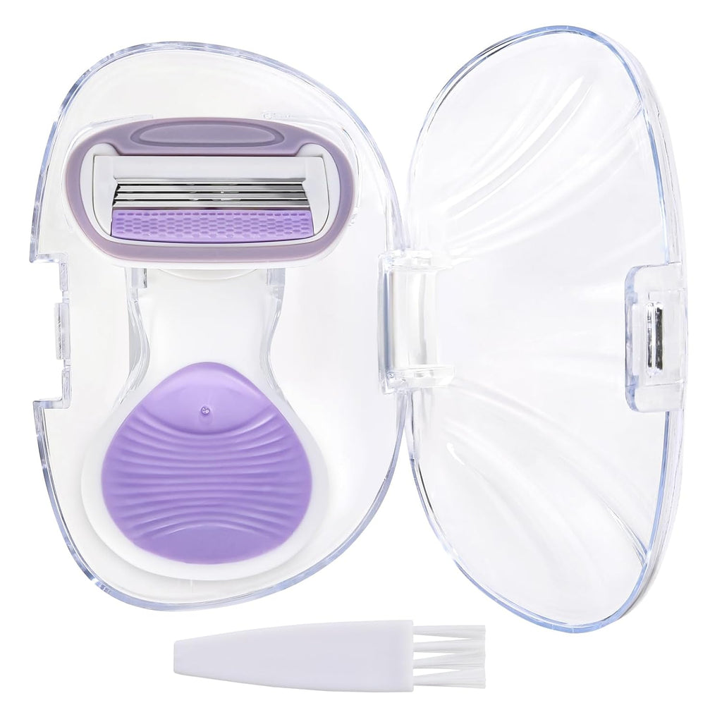 Women'S Shaving Razor Carry-On Razor, 1 Shaving Razor + 1 Cleaning Brush + 1 Travel Case, Great Addition to Toiletries, Purple