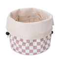 Barrel Drawstring Checkered Makeup Bag Large Cosmetic Bag Make up Bags Toiletry Bag Travel Bags for Toiletries Organizer for Women Gift for Teen Girls (Large, Dusty Pink Checkerboard)