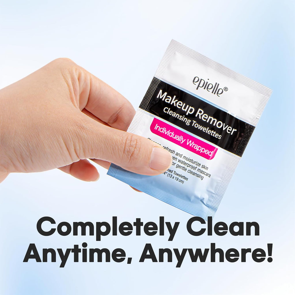 Makeup Remover Wipes Singles, Remove Dirt, Oil, Waterproof Mascara, Gentle Daily Facial Cleanser Towelettes, Stocking Stuffers, 15 Individually Wrapped Wipes
