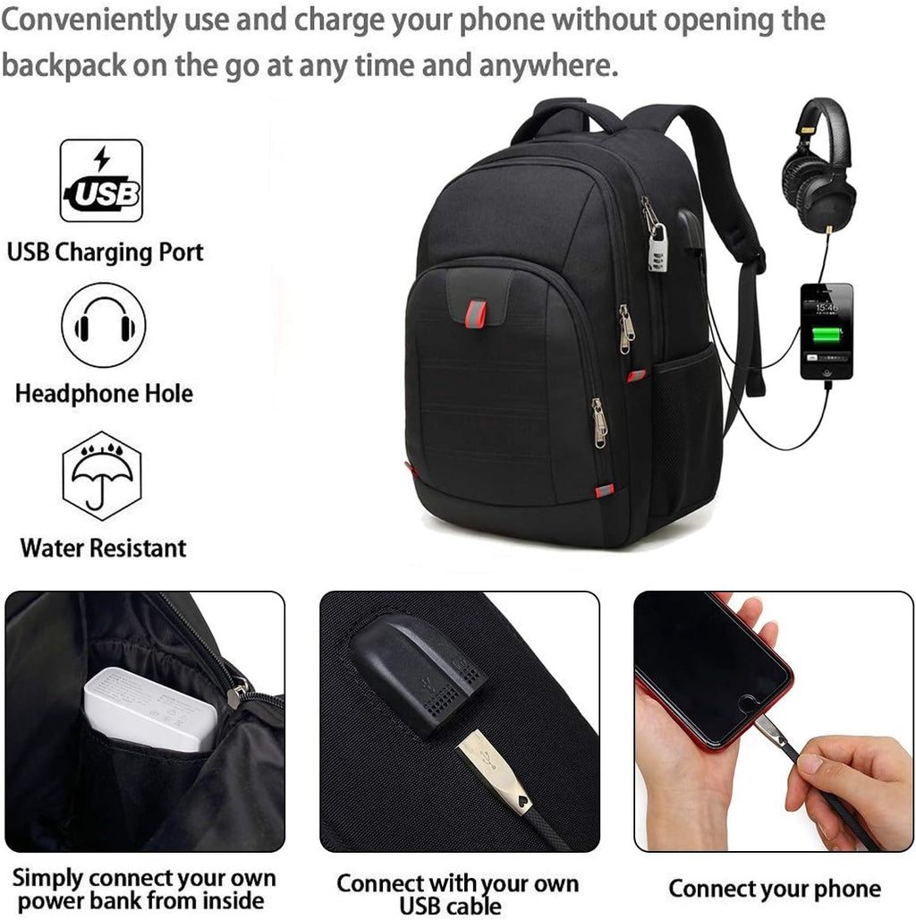 Laptop Backpack for Men, Large Anti-Theft Business Travel Backpack with USB Charging Port, Water Resistant College Computer Bag for Men/Women for 17 Inch Laptop and Notebook | Anti-Theft, Water Resistant, for 17 Inch Laptop, and Notebook
