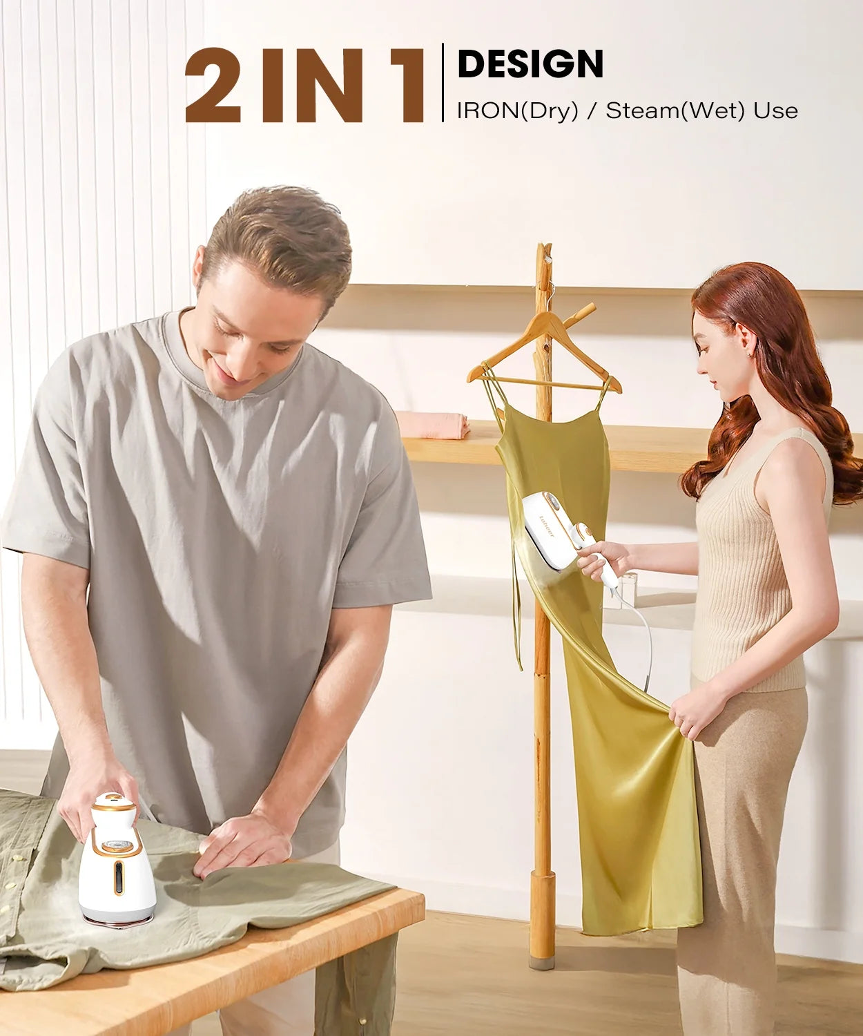 Travel Steamer for Clothes, 1300W Portable Steam Iron, 15S Fast Heat-Up, Clothes Steamer