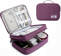 Travel Cable Organizer Bag, Electronic Accessories Case Portable Double Layer Cable Storage Bag for Cord,Phone,Charger, Flash Drive, Phone, SD Card,Personal Items - (Purple)