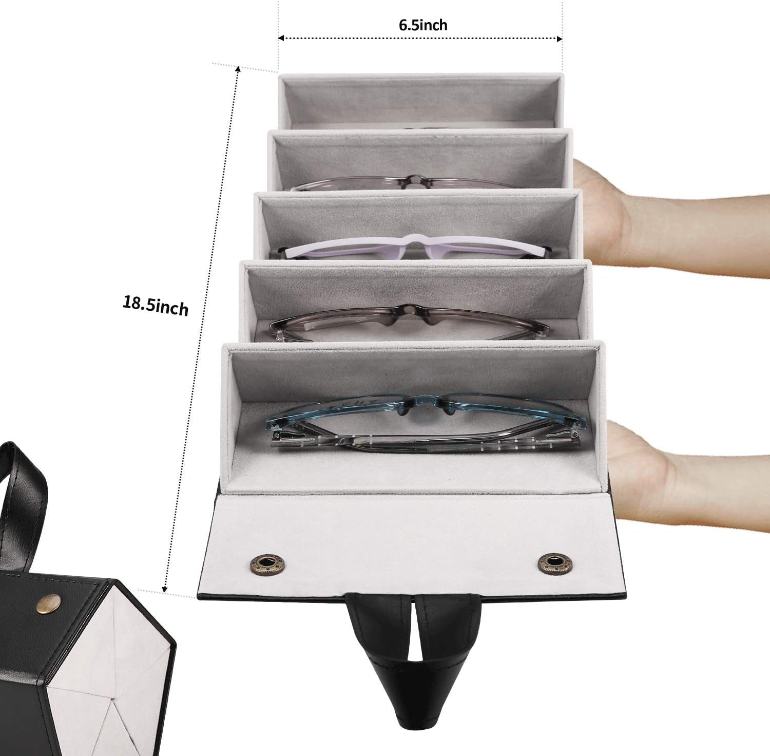 Sunglass Eyeglass Organizer Collector 5 Slot 6 Slot PU Eyeglasses Storage Case Box Multiple Hanging Eyewear Display…