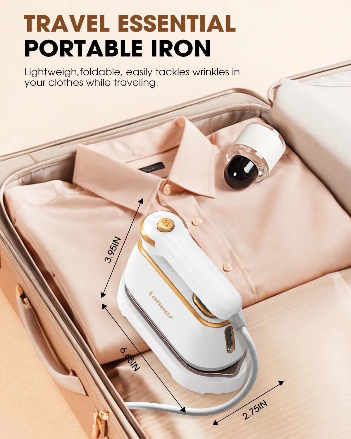 Travel Steamer for Clothes, 1300W Portable Steam Iron, 15S Fast Heat-Up, Clothes Steamer