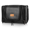 Travel Toiletry Bag, Hanging Toiletry Bag for Men, Leather Travel Shower Bag for Toiletries Dopp Kit Bathroom Bag with Metal Hook Gift for Men (Black)
