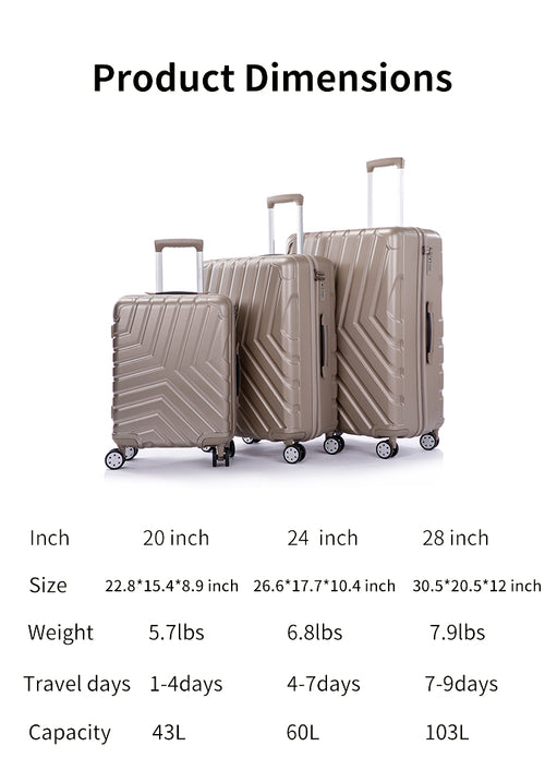 Suitcase Hardside Luggage Sets 3 Pieces